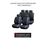 Housses pour siges de voiture bleu / noir super racing compatible airbag