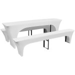 Housses de table et bancs extensibles 3 pcs blanc 220x50x80 cm vidaxl Housses de table et bancs extensibles 3 pcs blanc 220x50x80 cm vidaxl