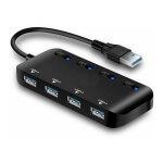 Hub usb 3. 0 multiprise, multi 4 ports usb multiple ultra fin avec voyants de commutateurs d alimentation ...