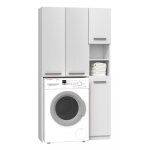 Hucoco - karli - ensemble salle de bain style moderne - 96x30x183 - 4 portes + 2 tablettes