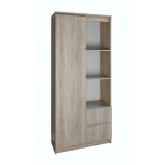 Hucoco - livorno - bibliothque 7 niches + 2 tiroirs bureau chambre - 180x80x35 - meuble de rangement ...