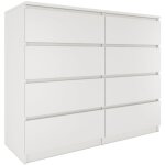 Milan - commode contemporaine chambre salon 120x97x40 - buffet 8 tiroirs coullissants - meuble de rangement ...