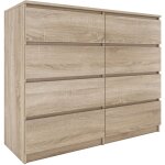 Milan - commode contemporaine chambre / salon / bureau 40x120x97 - 8 tiroirs coullissants - meuble de ...