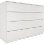 Milan - commode contemporaine chambre / salon / bureau 40x138x97 - 8 tiroirs coullissants - meuble de ...