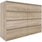 Hucoco - milan - commode large 8 tiroirs chambre salon - 97x138x40 - design minimaliste - meuble de rangement ...