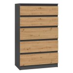 Milan - commode moderne 5 tiroirs - 70x40x109. 5 cm - meuble de rangement - style scandinave