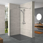Hüppe - design pure 80x200cm paroi en verre 8 mm anticalcaire, avec bras et profilés chrome brillant ... Hüppe - design pure 80x200cm paroi en verre 8 mm anticalcaire, avec bras et profilés chrome brillant ...
