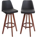Hw - 2x tabouret de bar c - c43, tabouret de bar tabouret de comptoir, bois simili cuir pivotant noir ...