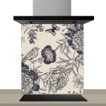 Hxadeco - fond de hotte d�corative, botany noir et blanc 60x70 fond de hotte