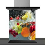 Hxadeco - fond de hotte dcorative, fruits et cie multicolore 60x70 fond de hotte