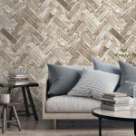 Papier peint trompe l'?il brique chevron 53x1000cm