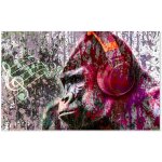 Hxadeco - tableau pop art gorille et casque audio - 80x50cm - made in france