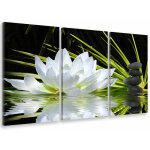 Hxadeco - tableau triptyque deco ambiance zen et fleur de lotus - 90x60 cm
