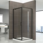 Saniverre - ibeablack cabine de douche noire h. 190 cm porte pivotante verre 6 mm transparent 80 x 80 ...