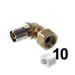 Ibp b�nninger - lot de 10 raccords � sertir coude per �16x1, 5 - femelle �crou libre 3 / 4' (20 / 27) ...