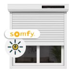 Ici store - volet roulant solaire motoris� somfy aluminium h215xl120 blanc 9016