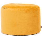 Icon pouf repose - pieds rond en velours milano, poufs de salon, jaune ocre