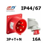 Ide - prise male encastrable t�trapolaire 16a 3p + n + t 380v - 5 broches - �tanche ip44