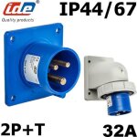 Ide - prise m�le cee p17 2p + t 32a �tanche ip44 ou ip67 � encastrer sur coffret - �tanche ip67 ou ip44 ...