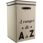 Panier  linge pliable en tissu 70l famille beige