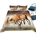 Ideko - parure de lit 220x240cm 2 personnes beau cheval 3d effet 3 pieces 1 housse de couette avec 2 ... Ideko - parure de lit 220x240cm 2 personnes beau cheval 3d effet 3 pieces 1 housse de couette avec 2 ...