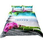 Ideko - parure de lit 220x240cm 2 personnes style de zen 3d effet 3 pieces 1 housse de couette avec 2 ...