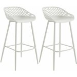 Idimex - lot de 2 tabourets de bar irek, en plastique blanc et pieds en mtal blanc