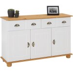 Idimex - buffet salon colmar l 116 cm bois massif, blanc et brun