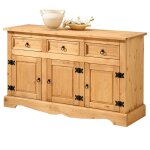 Idimex - buffet salon tequila l 154 cm bois massif - coloris teinté ciré Idimex - buffet salon tequila l 154 cm bois massif - coloris teinté ciré