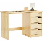 Bureau enfant emma, en pin massif, 4 tiroirs et plateau inclinable, naturel