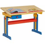 Bureau enfant flexi, en pin massif, rglable en hauteur et plateau inclinable, lasur multicolore
