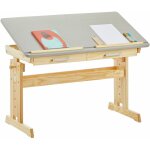 Bureau enfant olivia, en pin massif, rglable en hauteur et plateau inclinable, vernis naturel et lasur ...