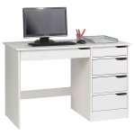 Idimex - bureau en pin massif hugo, lasur� blanc