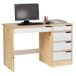 Idimex - bureau en pin massif hugo, naturel et lasur� blanc
