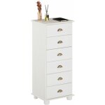 Idimex - chiffonnier colmar en pin massif lasur blanc, avec 6 tiroirs