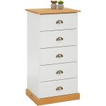 Chiffonnier paris l 48 cm en pin massif - blanc et brun Chiffonnier paris l 48 cm en pin massif - blanc et brun