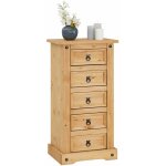 Chiffonnier en pin salsa style mexicain, avec 5 tiroirs