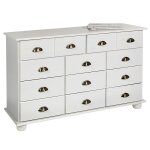 Idimex - commode chambre colmar l 117 cm 11 tiroirs en bois - blanc Idimex - commode chambre colmar l 117 cm 11 tiroirs en bois - blanc