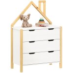 Idimex - commode enfant elano en bois massif 3 tiroirs - blanc et naturel