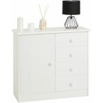 Idimex - commode rondo en pin massif, 4 tiroirs et 1 porte, lasuré blanc Idimex - commode rondo en pin massif, 4 tiroirs et 1 porte, lasuré blanc