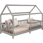 Idimex - lit cabane nina 90 x 200 cm, en pin massif lasur gris