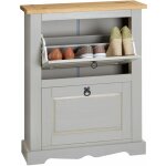 Idimex - meuble  chaussures tequila avec 2 abattants, style mexicain en pin lasur gris et brun