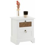 Idimex ? table de chevet 2 tiroirs en bois de paulownia lasur� blanc et rotin naturel ? style vintage ...