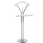 Valet gregor, en mtal chrom et mdf dcor blanc mat