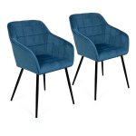 Idmarket - lot de 2 chaises de salle  manger, fauteuils de table mady en velours bleu canard