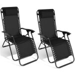 Lot de 2 fauteuils de jardin inclinables relax grand confort noir