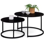 Idmarket - lot de 2 tables basses gigognes davis rondes 54 / 70 en m�tal noir mat design industriel
