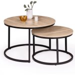 Idmarket - lot de 2 tables basses gigognes detroit rondes 54 / 70 design industriel