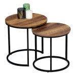 Idmarket - lot de 2 tables basses gigognes hawkins rondes 40 / 45 bois fonc design industriel