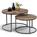 Idmarket - lot de 2 tables basses gigognes hawkins rondes 54 / 70 bois fonc� design industriel